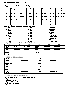 Bài tập ôn luyện bài 15 Tiếng anh lớp 6